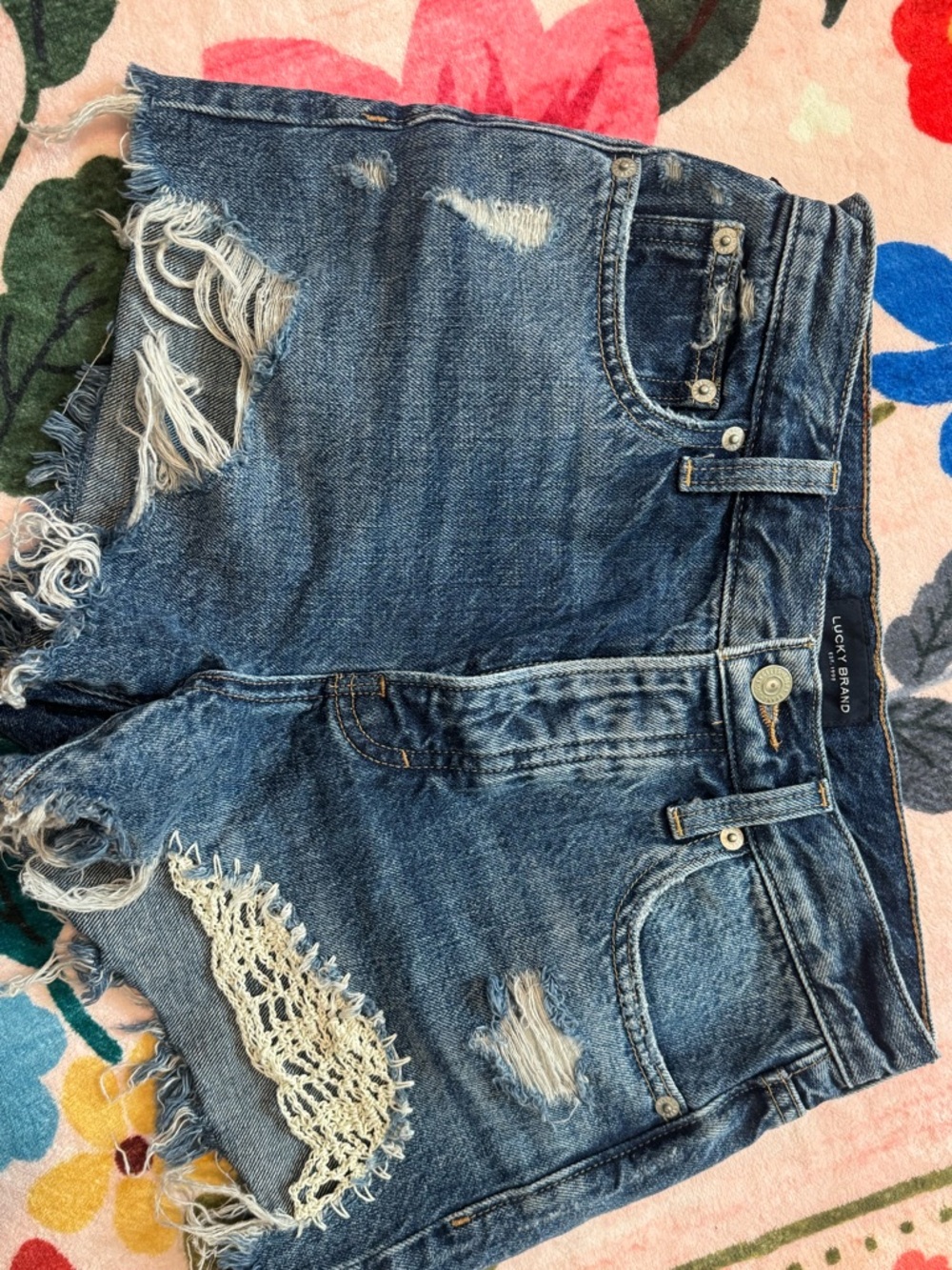 Lucky Brand Dark Blue Denim Jeans with Contrast Stitching